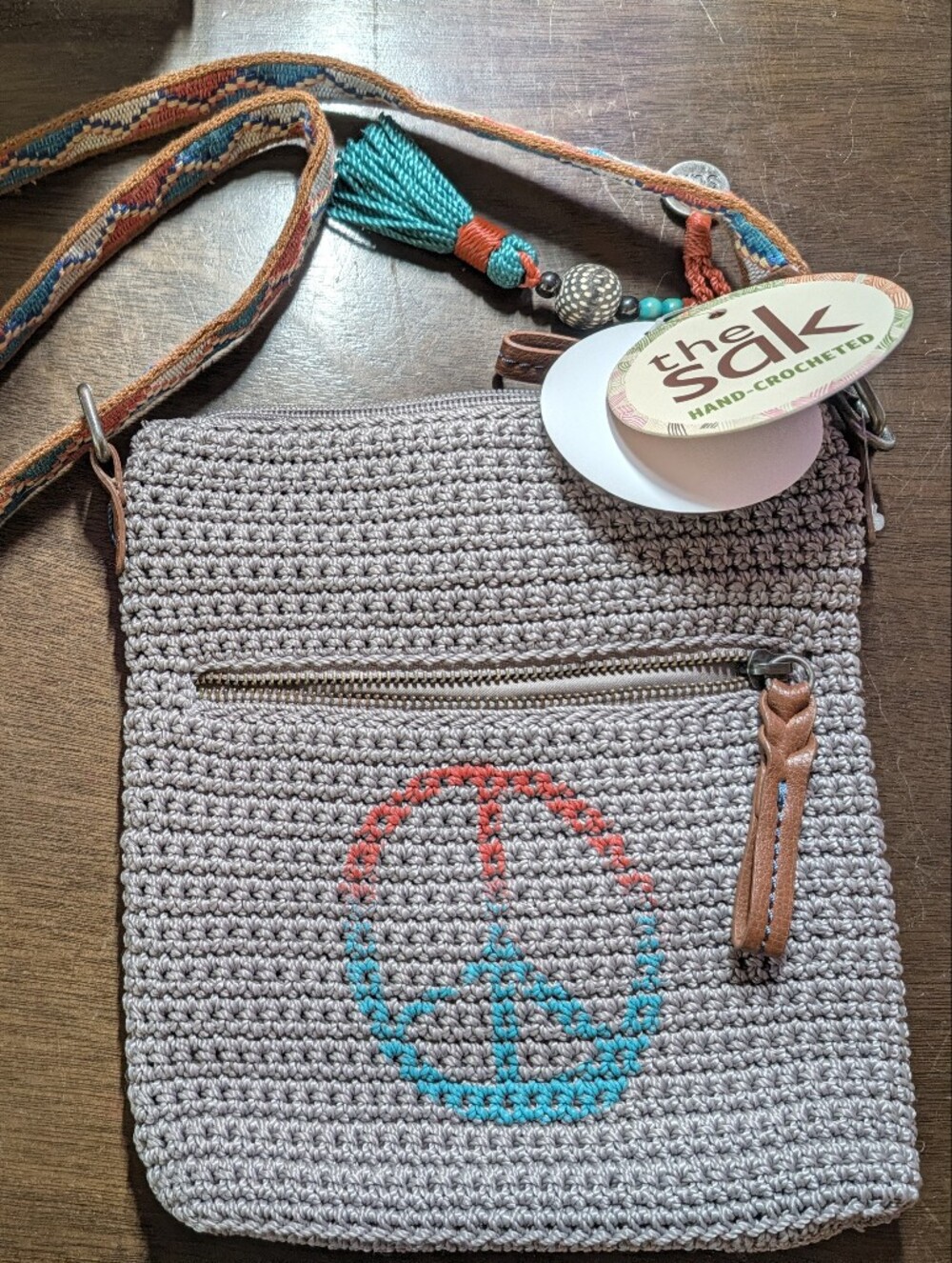 NWT The Sak Pax Crochet Swingpack Crossbody Bag Cloud Peace